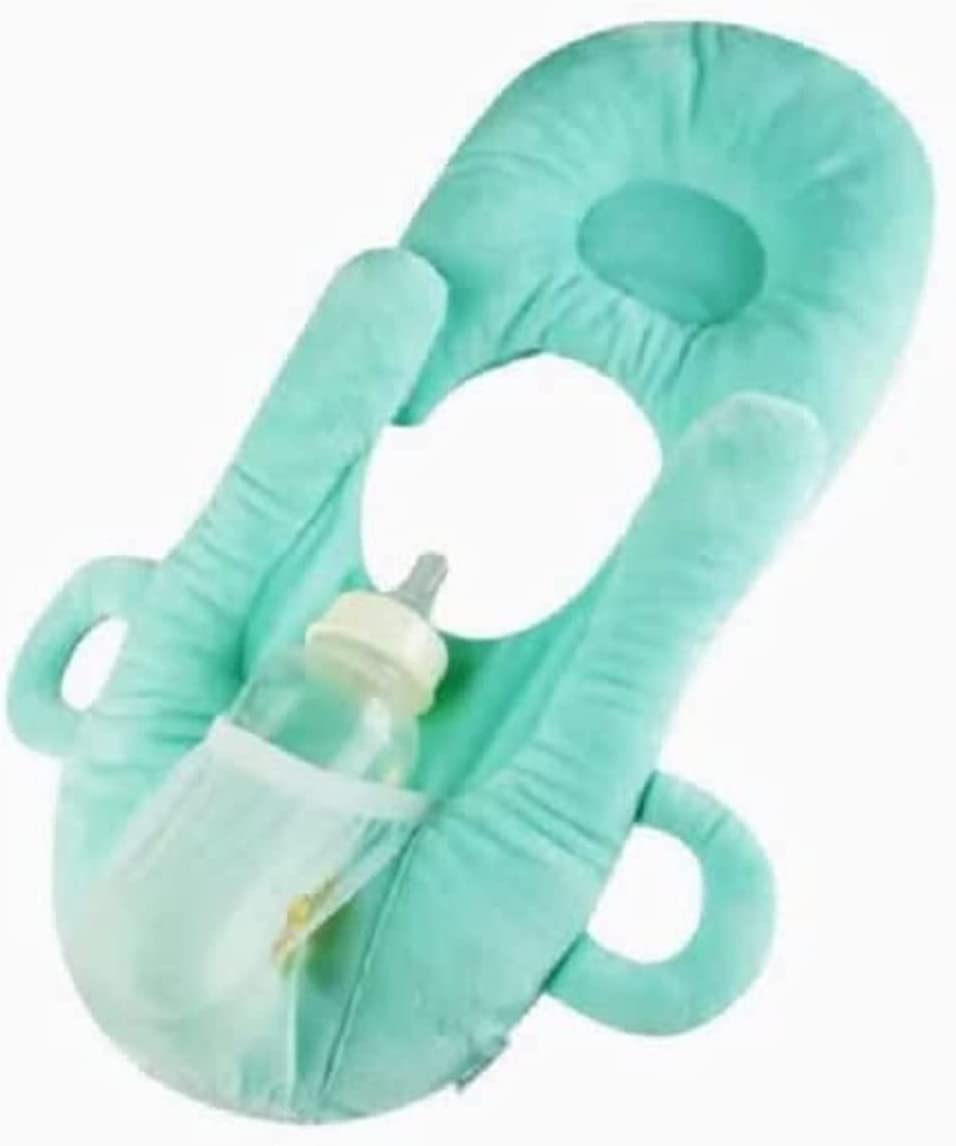 Comfortable Nursing Baby Pillow with Detachable Support and Convenient Bottle Pocket (Green)