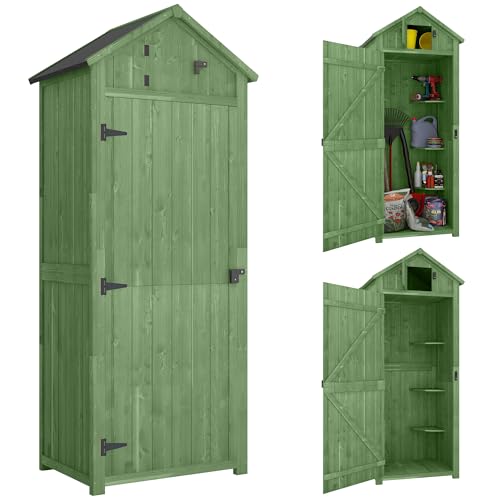 Outsunny Gartenschrank Holz Geräteschuppen mit 3 abnehmbar Ablage abschließbar Tür...