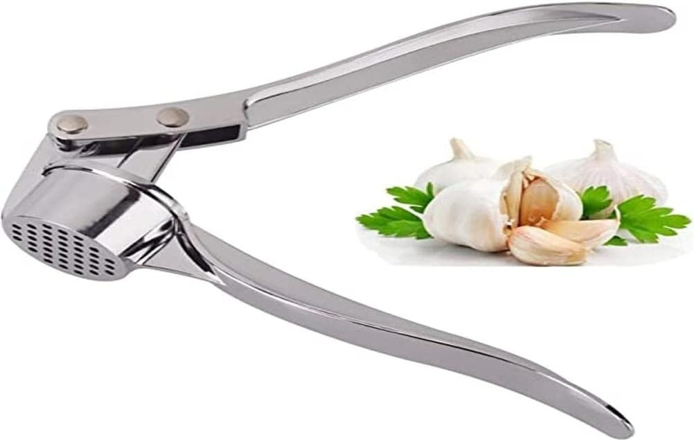 Knoblauchpresse und Schäler-Set aus Edelstahl – spülmaschinenfest, leicht zu reinigen, Küchenwerkzeug für Knoblauchpüree, Paste und Squeeze – unverzichtbares Haushaltsgerät