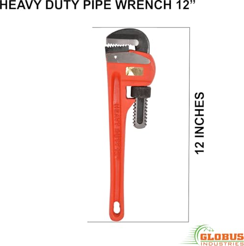 Image of GLOBUS 321 Heavy Duty Adjustable Pipe Wrench Set (10 inch & 12 inch, 2 Pcs) - High Torque Plumbing Tap Spanner | Easy Grip Ranch Pana & Salai Rinch Alternative for Mechanics