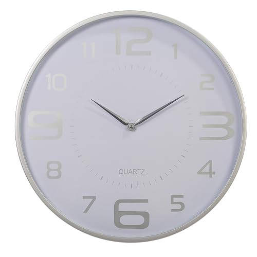 Kiera Grace Wall Clock, 18 Inch, White Modern Classic Quartz Wall Clocks Battery Operated, Silent Non Ticking Home Decor for Living Room, Kitchen, Bathroom