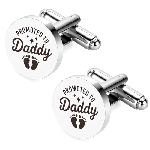 Gemelos plateados grabados para hombre 2 pcs miniatura 1