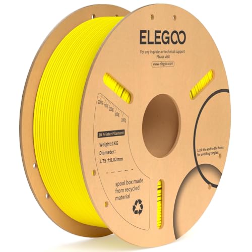 Image of ELEGOO PLA Plus Filament 1.75mm Yellow 1KG, PLA+ Tougher and Stronger 3D Printer Filament Dimensional Accuracy + /- 0.02mm, 1kg Spool(2.2lbs) Fits for Most FDM 3D Printers