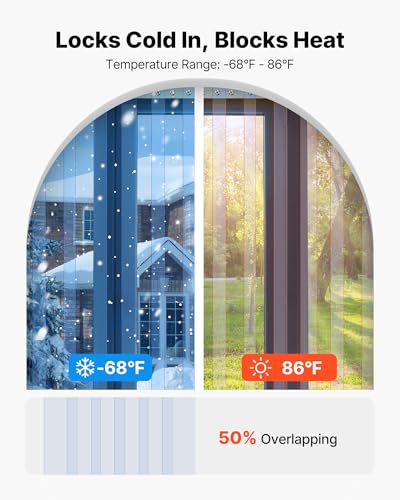 Image of VEVOR Clear PVC Strip Curtain, 101 ft Length x 12 in Width, Thermal Insulating Plastic Door Strip Bulk Roll, Walk in Freezer Cooler Curtain Strips for Doorways of Supermarket, Garage, Warehouse
