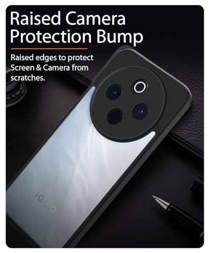 Image of WOW IMAGINE Shockproof Hybrid Back Cover for iQOO Z10 5G | Vivo T4 5G | Hard Slim fit Back Case | PC & TPU | Clear Transparent Case - Black