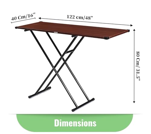 Image of FLIPZON Premium Foldable Ironing Cum Multi-Purpose Table with Heavy-Duty Metal Frame | Smart Space-Saving Laptop, Study & Utility Desk (Mahogany)
