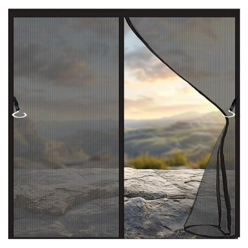 Mosquitera para Ventanas Magneticas 108 x 78 cm Adiós a Los Mosquitos Mosquitera Puerta Magnetica sin taladrar ni atornillar, con Cinta de Gancho, Negro