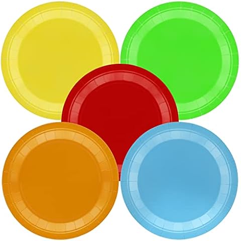 hapray 50 PCS 9" Disposable Paper Plates for Dinner and Dessert, Colorful Party Supplies Pack, for Birthday Baptism Baby Shower Valentines Day Gifts for Kids Classroom Cover