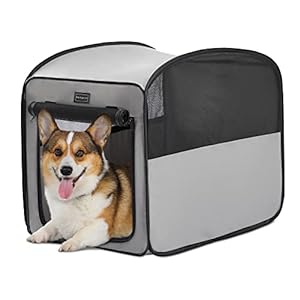 Petsfit Dog Crate,Soft Dog Crate for Travel and Car Use – Pop Up Design，Lightweight and portable soft Crate for Small and Meduim Dogs Cats，Improved Top Zipper,68 x 40 x 56cm