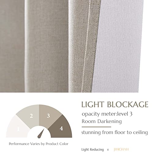 Jinchan Linen Textured Curtain For Living Room Darkening 84 Inch Long Bedroom Curtain Thermal Insulated Curtain Greyish Beige Curtains Grommet Top Window Curtain 1 Panel #TOP3