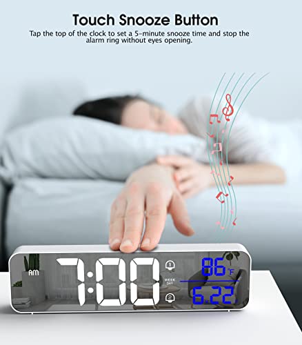 Zgrmbo Digital Clock For Bedrooms, 2400Mah Battery Powered/Plug-In Digital Alarm Clock, Digital Day Calendar Clock, Chargable Desk Digital Clock, Snooze Mode, Custom Brightness, Voice-Activated Mode #TOP5
