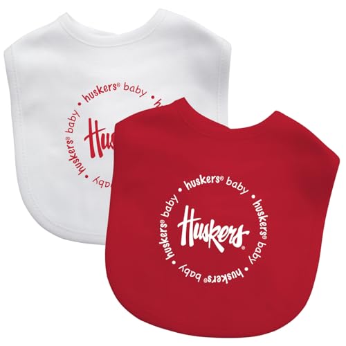 Image of Baby Fanatic Officially Licensed Unisex Baby Bibs 2 Pack - NCAA Nebraska Cornhuskers Baby Apparel Set