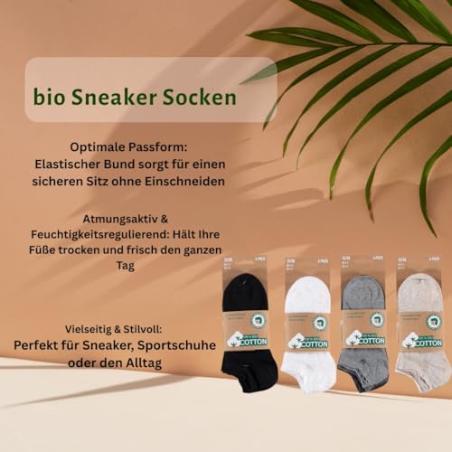 Lieblingsstrumpf24 8 Paar Bio Baumwolle Sneaker Socken Öko-Tex Standard 100 (39-42, Schwarz)