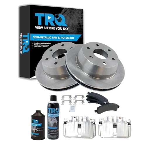 Image of TRQ Rear Brake Pad & Rotor Kit Compatible with 2002 Cadillac Chevrolet GMC