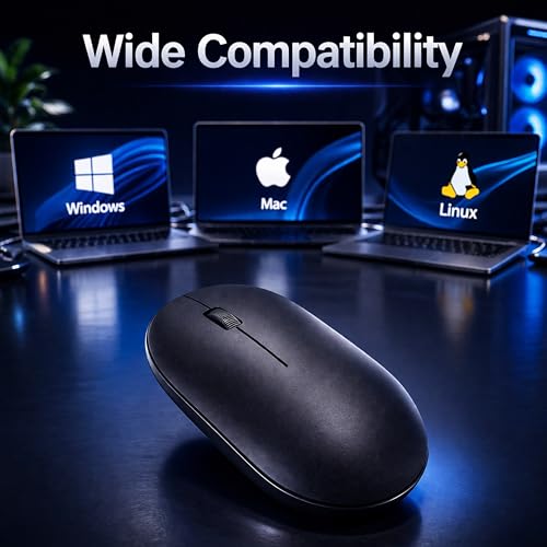 Image of ANT Globe 40 Dual-Mode Wireless Mouse| BT 5.0 /3.0 & 2.4GHz USB Optical Mouse | 1600 DPI Adjustable, 500mAh Rechargeable Battery, 3-Button Silent Click | Slim Mouse for Laptop, PC, Mac, Android Black