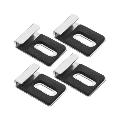Image of Metal Mirror Holder Clip Set, 4 Pcs Mirror Holder Clip Secure Wall Mount Brackets for Frameless Bathroom Mirrors, Glass Panels, Shelves for Home, Office, or Gym Mirrors