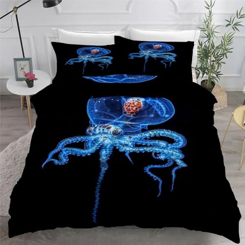 Housse de couette pieuvre en microfibre douce avec fermeture éclair