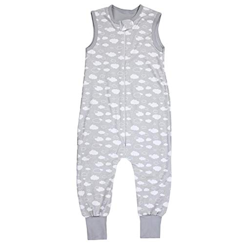 TupTam Unisex Babyschlafsack mit Beinen Unwattiert, Farbe: Wolken Grau, Größe: 80-86