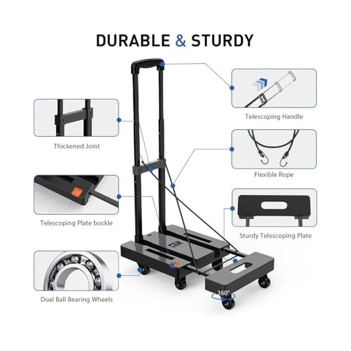 Carretilla Plegable Multiuso Resistente 500LB Negra miniatura 3