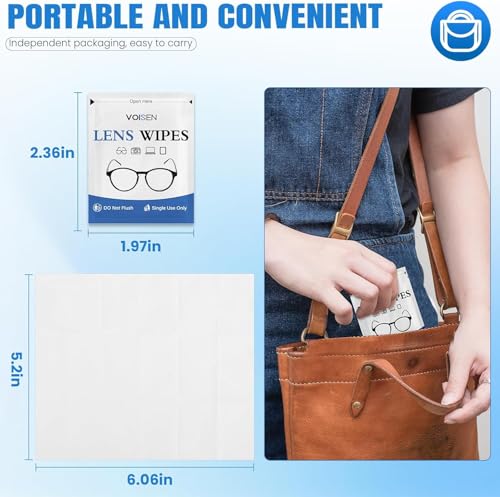 Image of VOISEN Lens Wipes for Eyeglasses,1000 Pack Eye Glasses Cleaner Wipes | Pre-Moistened Individually Wrapped Lens Wipes,Non-Scratching Non-Streaking,Safe for Eyeglasses, Goggles, Camera Lens, Phone