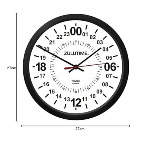(トリンテック) TRINTEC ズール（Zulu Time）　壁掛時計（白） ２４時間　－　１０” （24時間時計）