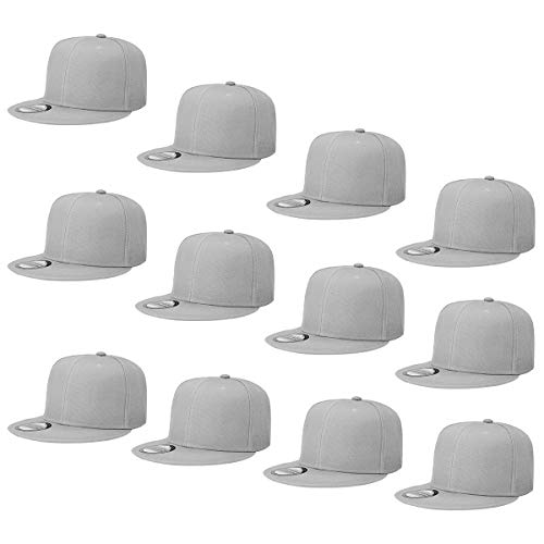 Image of Falari Wholesale 12 Pack Snapback Hat Cap Hip Hop Style Flat Bill Blank Solid Color Adjustable Size