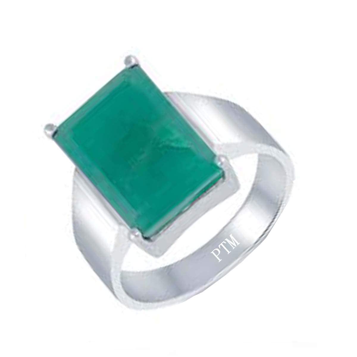 PTM925 Sterling Silver Emerald/Panna 3.25 Ratti or 3 Carat Astrological Gemstone Bis Hallmark Ring for Men & Women