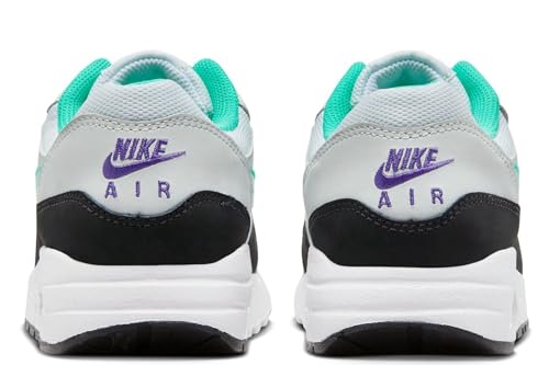 Air Max 1 Big Kids' Shoes (DZ3307-114, White/Pure Platinum/Court Purple/Hyper Jade) Size 5.54