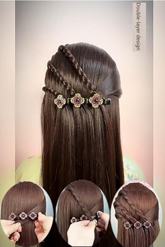 Pinzas trenzadas para cabello con piedras de cristal, 2 piezas miniatura 5