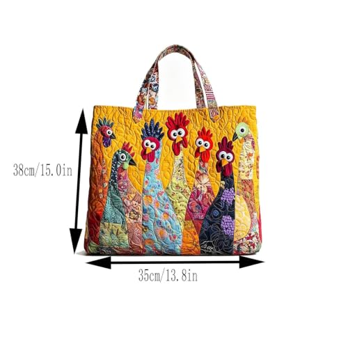 Funny Chicken Print Tote Bags for Women Floral Womens Handbags | 15×14" Rustic Farmhouse Hand Bag Womens Purse for Shopping Work Beach Gym Grocery Women Travel Bags Gifts for Women Mom - image 4