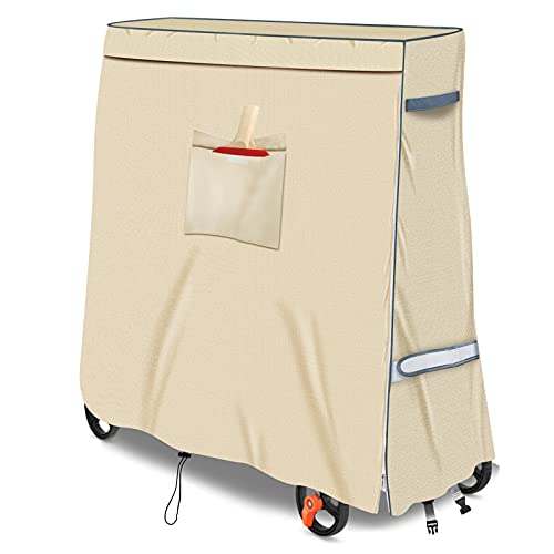 Housse de table de ping-pong 600D imperméable Oxford Edition générale, 150 x 71 x 180 cm, avec poche et fermeture éclair, Kaki Cover