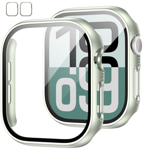 Image of 2 Pack Case with Tempered Glass Screen Protector for Apple Watch Series 3 /2 /1 38mm,JZK Slim Guard Bumper Full Coverage Hard PC Protective Cover HD Ultra-Thin Cover for iWatch 38mm,Light Cyan | 2 Pack,for Apple watch Case,Hard PC Cover,Tempered Glass,Full Coverage,High Sensitive Touch,Anti-scratch,HD,Charge Directly