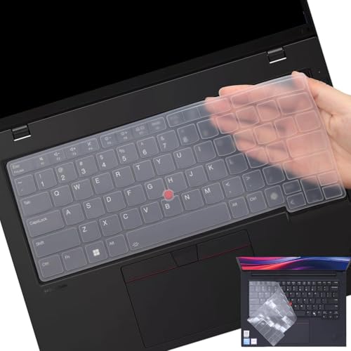 Image of RAYA Silicone Keyboard Cover for Lenovo Thinkpad E14 (Gen7) Thinkpad L14 (Gen6) Thinkpad T14 (Gen5 /Gen6) Thinkpad P14s (Gen5 /Gen6) Laptops [Will NOT FIT for Other Gen Model of Thinkpad] (Transparent)