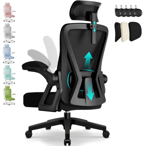 Airchros Bürostuhl Bürostuhl Ergonomisch mit Verstellbarer Kopfstütze Armlehnen und Lendenwirbelstütze Schreibtischstuhl Drehstuhl Wippfunktion bis 135 Chefsessel Rückenschonend 150kg