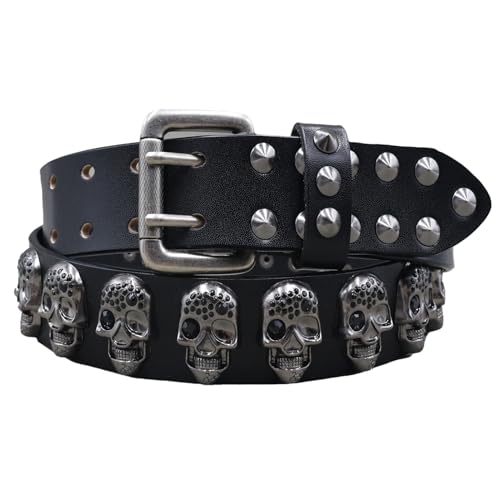 Ceinture têtes de mort en cuir véritable punk rock le cadeau idéal pour look gothique