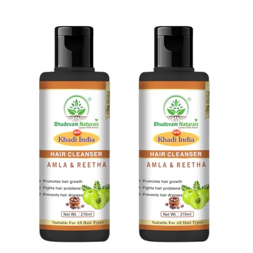 Image of Bhudevam Natural Khadi Amla & Reetha Organic Herbal Shampoo For Healthy And Shiny Hair | Ayurvedic Shampoo for Healthy Hair | Suitable for All Hair Types- Pack of 2