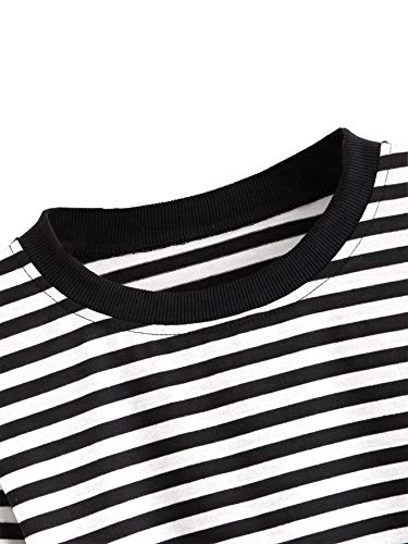 SweatyRocks Women's Casual Long Sleeve Striped Cropped T-Shirt Casual Crop Tee Top3