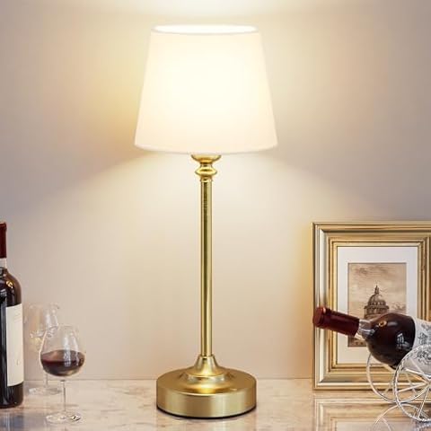 Cordless Table Lamp Rechargeable Gold - 1 Pack Brass 4000mAH Battery Operated Lamp for Decor, 3000K Stepless Dimming Touch Control Wireless Lamp for Bedroom, Dining Table, Counter, Living Room Cover