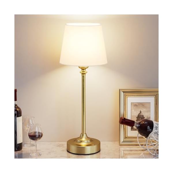 Cordless Table Lamp Rechargeable Gold - 1 Pack Brass 4000mAH Battery Operated Lamp for Decor, 3000K Stepless Dimming Touch Control Wireless Lamp for Bedroom, Dining Table, Counter, Living Room