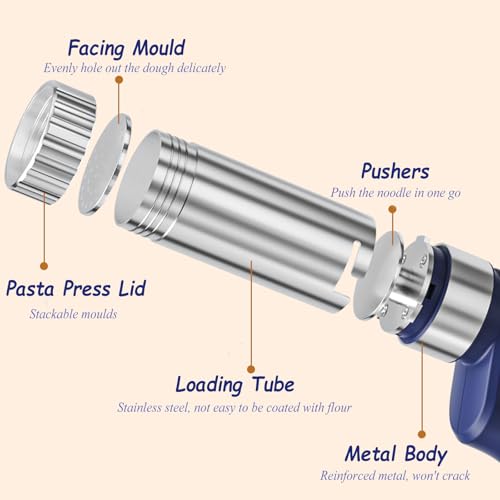 50W Handheld Electric Pasta Maker Machine Stainless Steel Portable Automatic Cordless Noodle Machine Portable Automatic Homemade with 5 Pasta Discs - Image 7