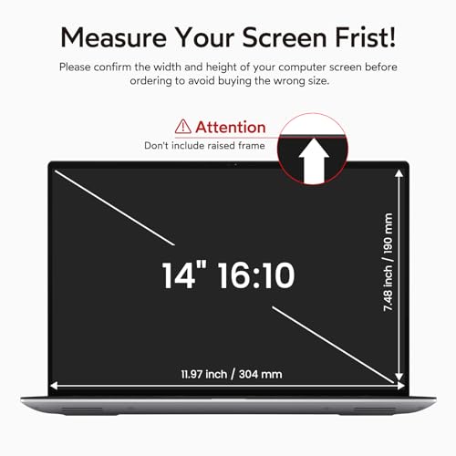 Image of bersem 14 Inch Laptop Privacy Screen for 16:10 Ratio Computer Monitor | Removable Anti Glare Blue Light Filter for Laptop Privacy Screen 14 inch, Anti-Spy, Anti-Scratch, UV-Blocking