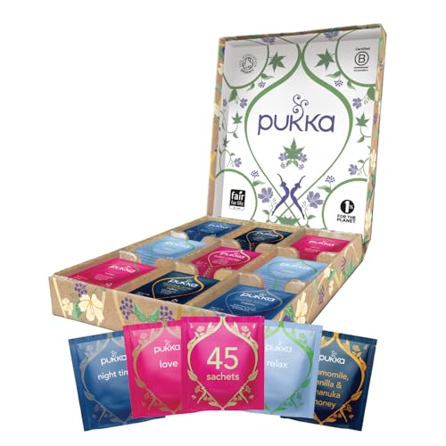 Pukka Organic Tea Bags, Relax Selection Box Herbal Tea, 45 Tea Bags