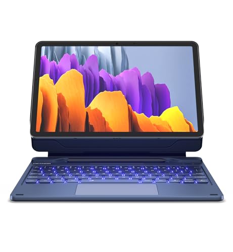 Image of Dexnor Keyboard Case for Samsung Galaxy Tab S9 11 inch inch / S9 FE 10.9 inch inch Case with Keyboard Magnetic Floating Cantilever Stand Multi-Touch Trackpad Wireless Backlit with S Pen Holder US Version - Blue, DK005