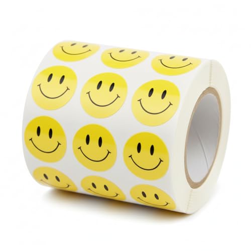 500 Pegatinas Smiley Face en Rollo, Resistentes al Agua, Pegatinas de Recompensa