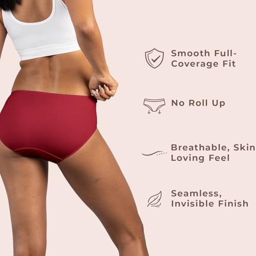 Image of Lavos Bamboo Cotton Panties for Women, Comfortable Soft Mid-Waist Hipster Panty with Thin Inner Elastic, Anti-Bacterial Odour Free Underwear for Womens, Seamless No Visible Briefs for Ladies