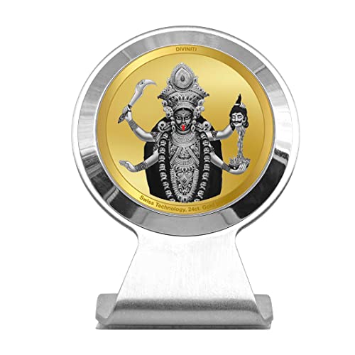 Cadre photo idole Maa Kali en or 24K pour tableau de bord