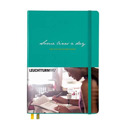 LEUCHTTURM1917 Some Lines A Day - 5 Year Memory Notebook - Hardcover Journal (Emerald) - 366 Pages for 5 Years of Entries