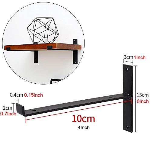 Floating Shelf Bracket For Scaffold Board,Black Iron Wall Brackets For Shelves Load: 220Lb/100Kg,Board Not Included,L Lip #TOP6