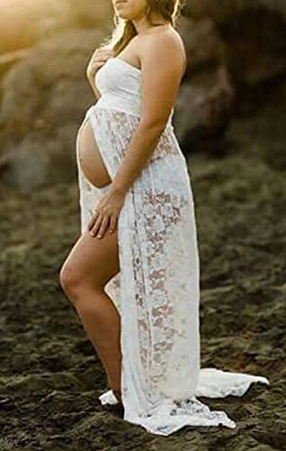 Women's Maternity Dress For Photoshoot Baby Shower Photography Off Shoulder Dress Pregnancy Sleeveless Split Chiffon Maxi Dress #TOP3
