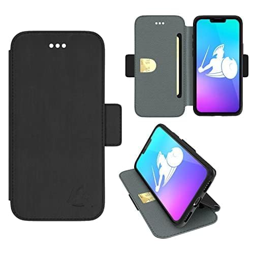 DefenderShield EMF Protection & 5G Anti Radiation iPhone 14 Pro Max SlimFlip Case - RFID Blocking EMF Shield Slim Wallet Case Black